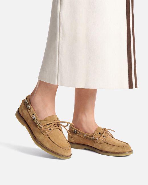 Pinko White Suede Moccasins With Jewel Details