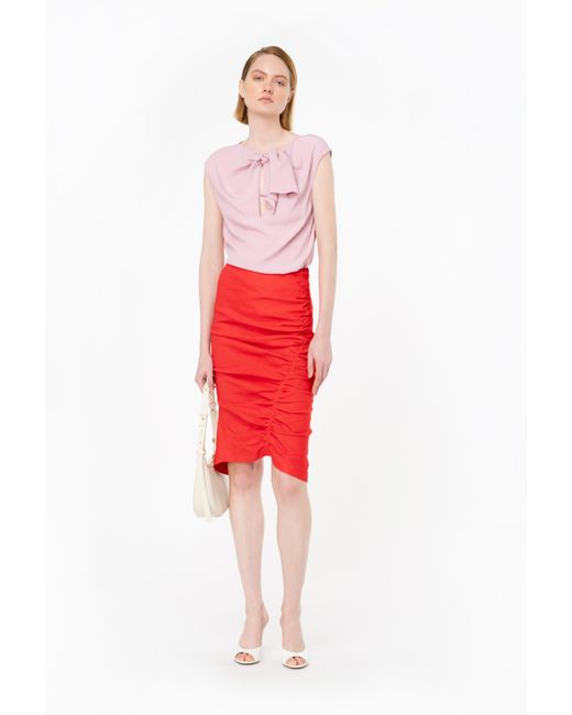 Pinko Red Midi Skirt