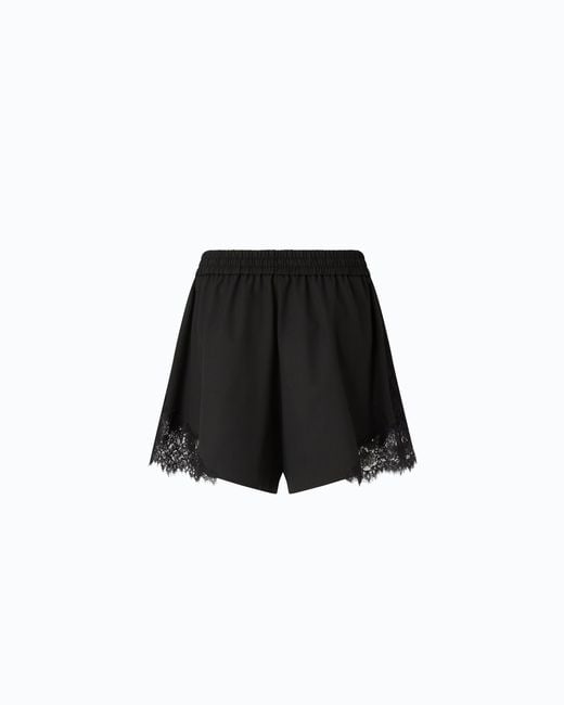 Pinko Black Shorts With Lace Inserts