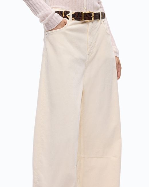 Pinko White Barrel-Fit Corduroy Trousers