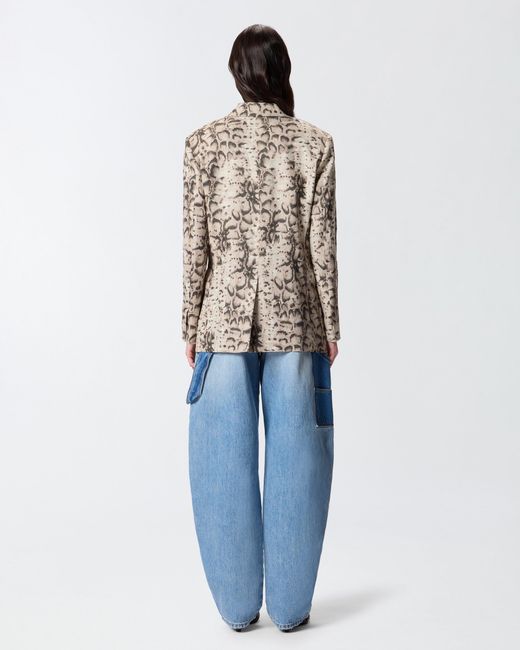 Chaqueta De Lino Con Estampado De Serpiente Pinko de color White