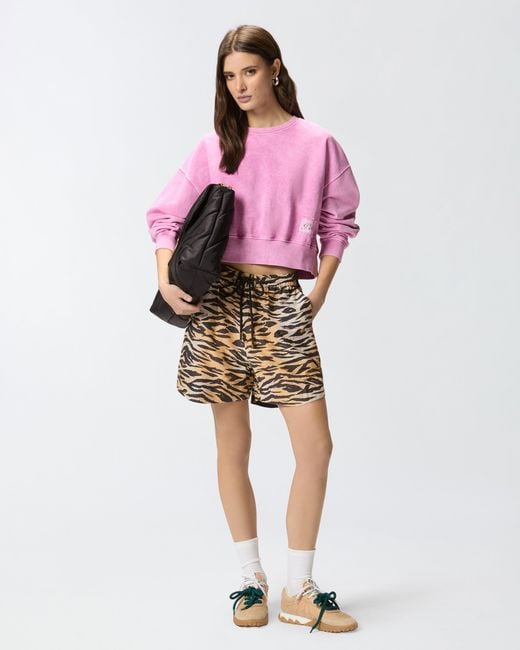 Pinko Pink Cropped Sweatshirt With Branded Label