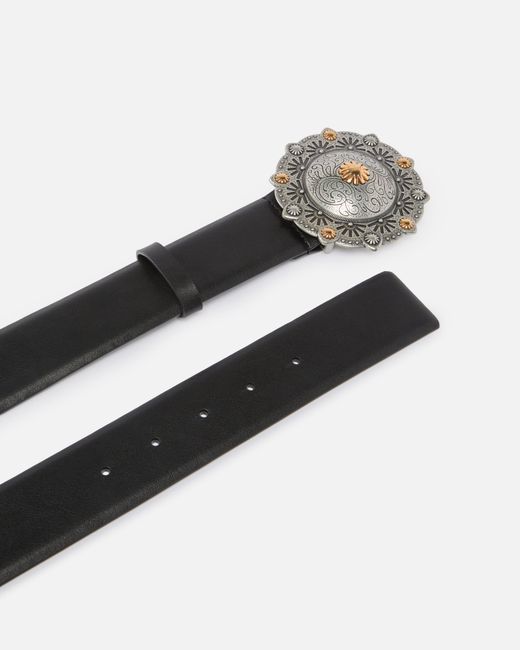 Pinko White Leather Belt With Jewel Medallion, 4Cm