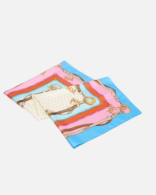 Pinko Blue Scarf With Multicoloured Print