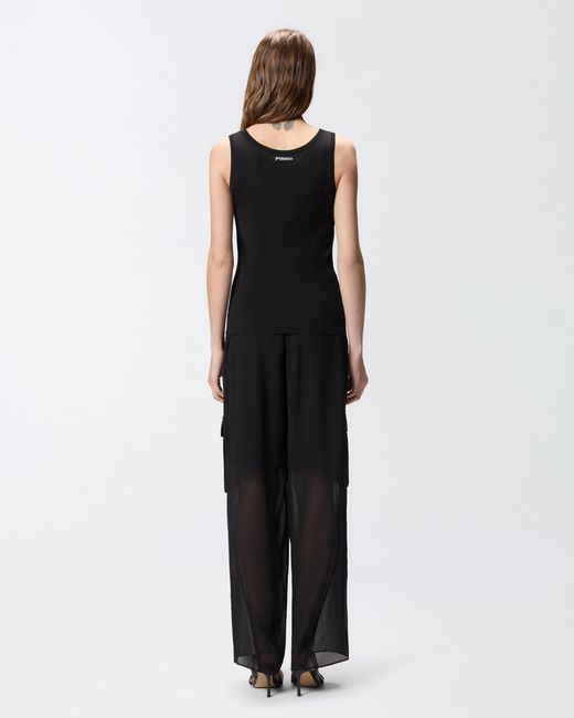 Pinko Black Knitted Vest Top With Mother-Of-Pearl Buttons
