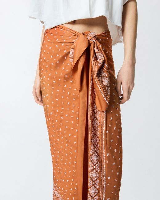 Falda Midi Pareo Con Estampado De Bandana Pinko de color White