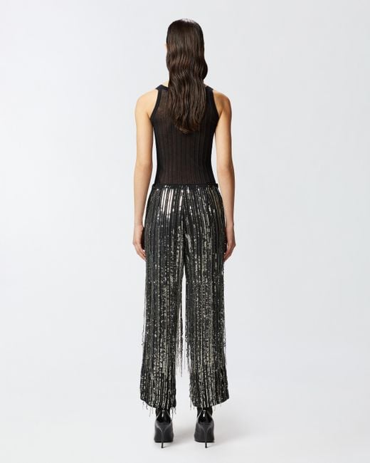 Pinko Multicolor Elegant Trousers With Fringing And Sequins