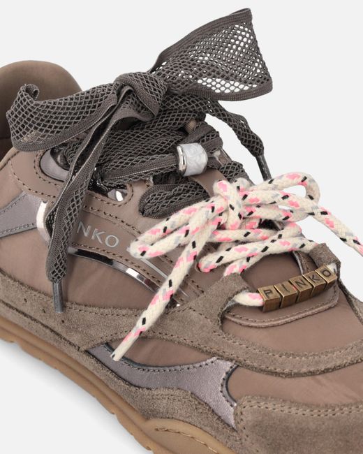 Pinko White Sneakers With Double Laces And Logo Details
