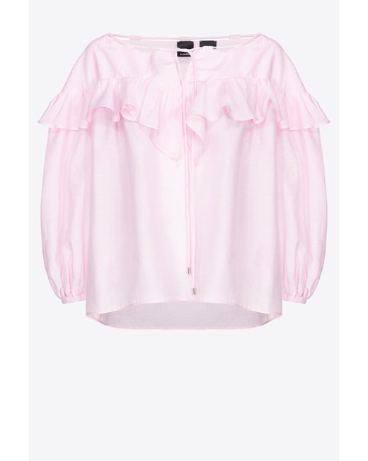 Blusa con maxi volant di Pinko in Pink