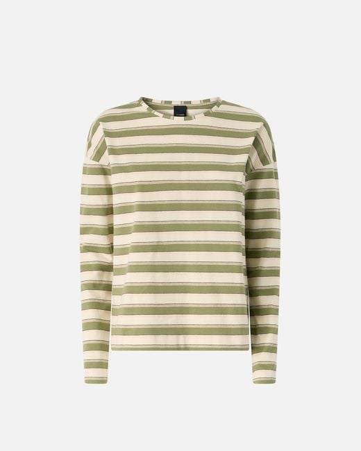 Pinko Natural Striped Jersey Top With Structured Collar