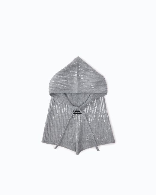 Pinko Gray Balaclava With Drawstring And Sequins