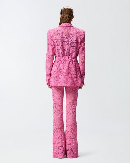 Pinko Pink Lace Blazer With Jewel Buttons