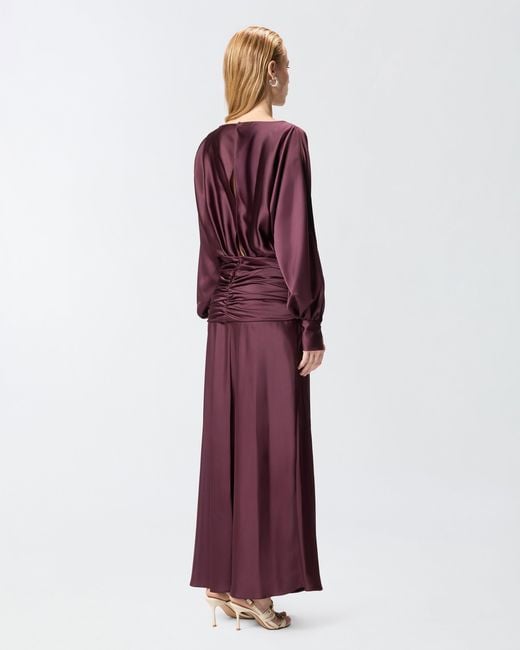 Pinko Purple Long Satin Dress With Draping