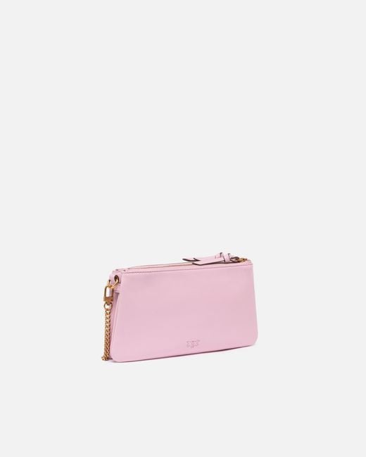 Pinko Pink Leather Mini Double Bag With Shoulder Strap