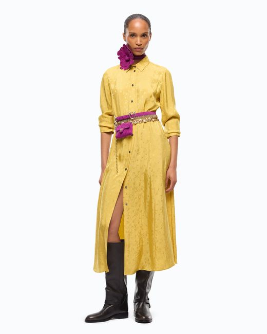 Pinko Yellow Long Shirt Dress With Belt