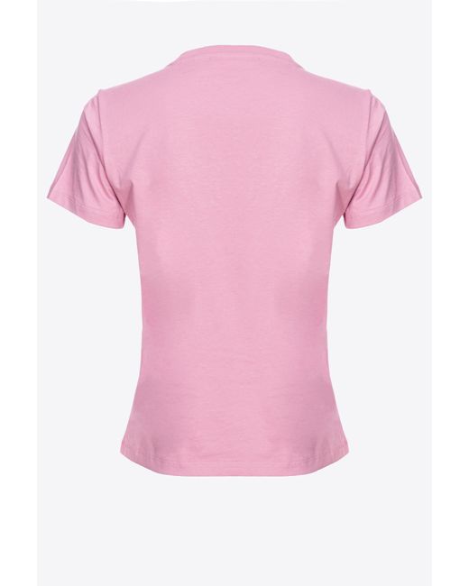 Pinko Pink T-shirt With Love Birds Embroidery