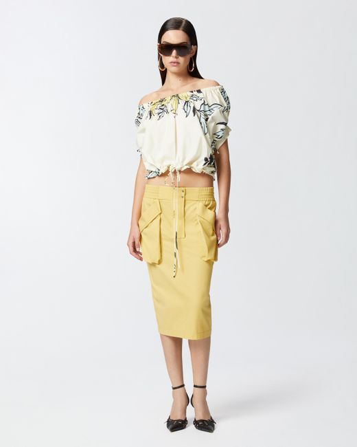 Pinko Yellow Pencil Skirt With Maxi Pockets