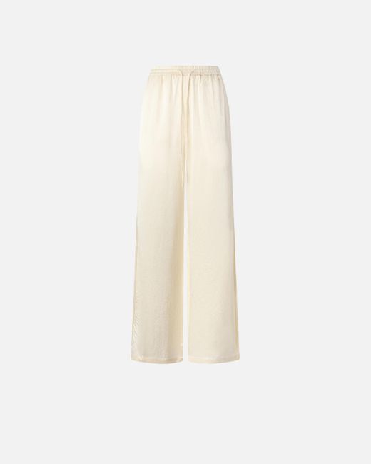 Pantalon Palazzo Style Pyjama En Satin Pinko en coloris White