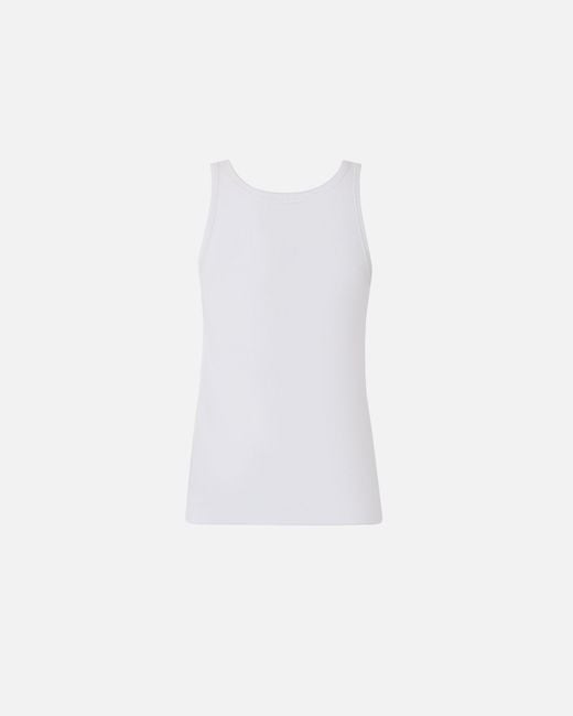 Pinko White Ribbed Vest Top With Love Birds Embroidery