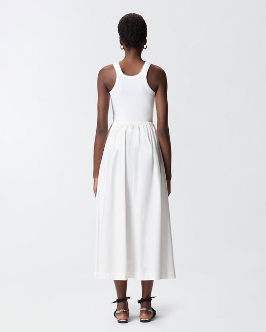 Pinko White Long Skirt With Elasticated Waist