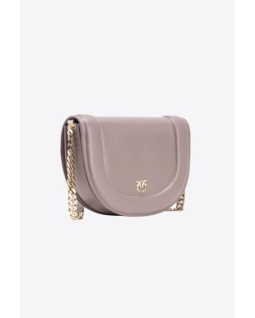 Pinko Gray Galleria Classic Love Bag Click Round With Bejewelled Buckle