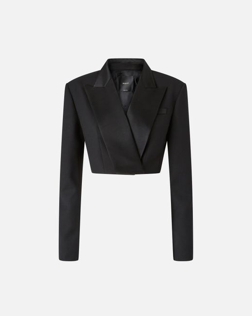 Pinko Black Short Spencer Jacket With Satin Lapels