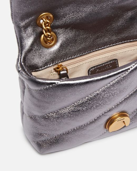 Pinko White Baby Love Bag Puff Laminated Nappa Leather Crossbody Bag