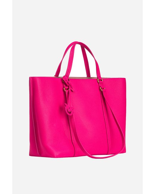 Pinko Pink Large Tumbled Leather Shopper Bag