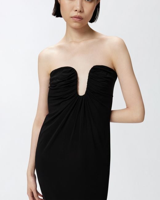 Pinko Black Evening Midi Dress With Contoured Neckline