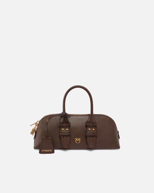 Pinko Brown Small Leather Escape Bag Baguette