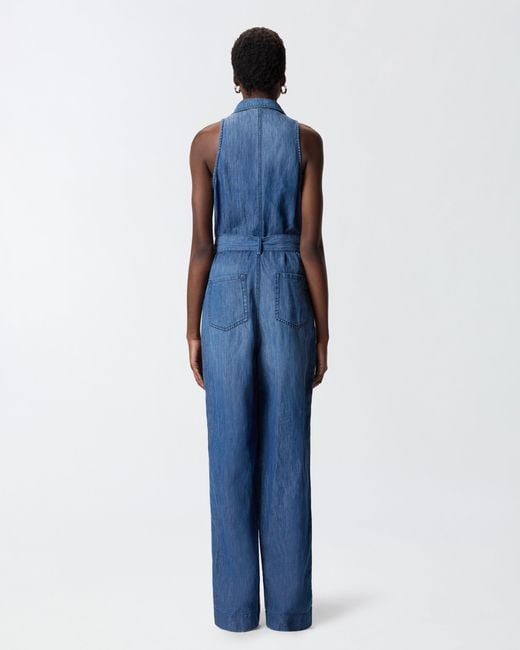 Pinko Blue Denim Jumpsuit With Belt
