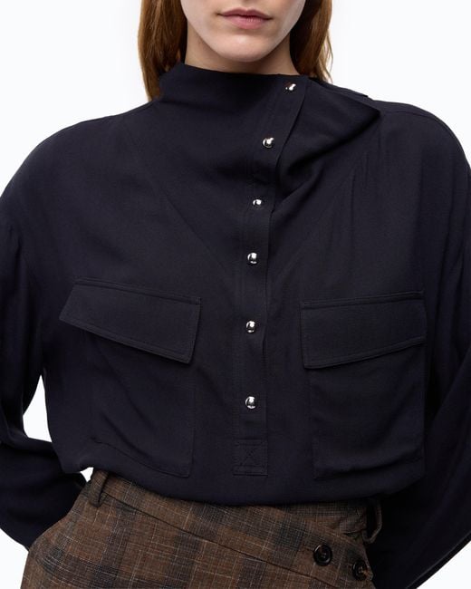Pinko Blue Blouse With Pockets And Buttons