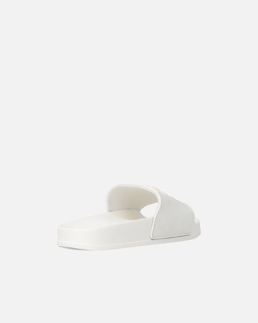 Pinko White Rubber Slip-On Sandals With Love Birds Maxi Logo