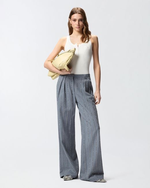 Pinko Blue Trousers With Jewel Stripes