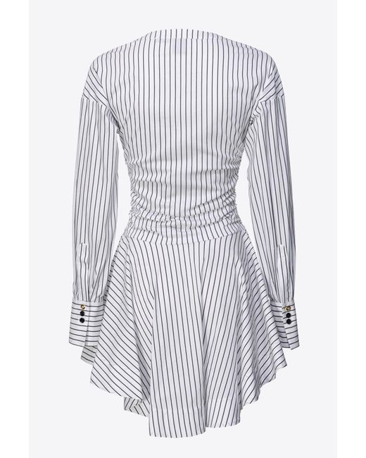 Pinko White Vertical-striped Shirt Dress