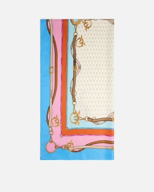 Pinko Blue Scarf With Multicoloured Print