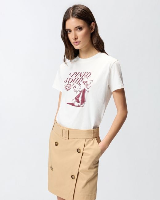 Pinko White T-Shirt With Sour Disco Star Print