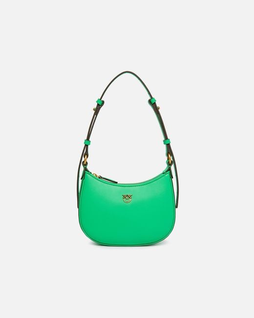 Pinko Green Half Moon Baby Leather Shoulder Bag