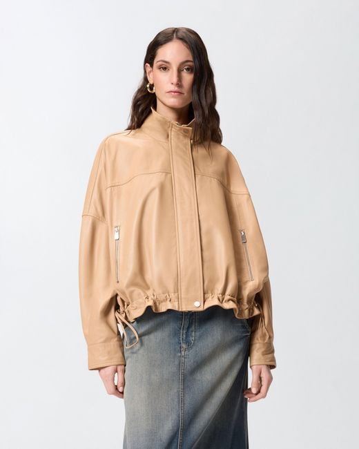 Pinko Natural Nappa Leather Blouson Jacket