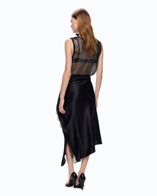 Pinko Black Asymmetric Midi Skirt