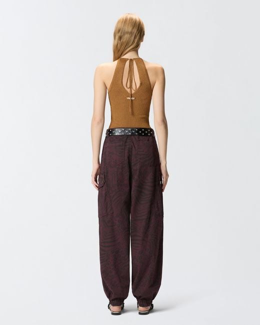Pinko Brown Off-The-Shoulder Top With Neck Fastening