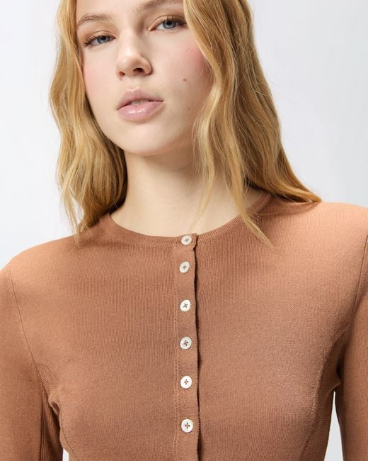 Pinko Brown Cardigan With Mother-Of-Pearl Buttons