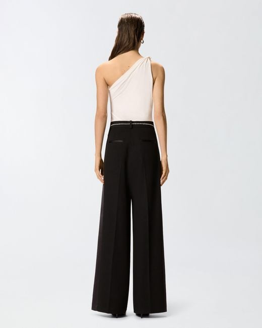 Pinko Natural One-Shoulder Top With Knot Detail