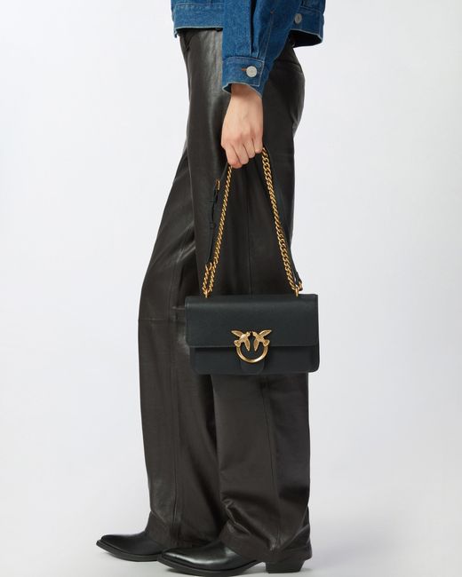 Pinko White Love Bag Crossbody Bag In Soft Leather