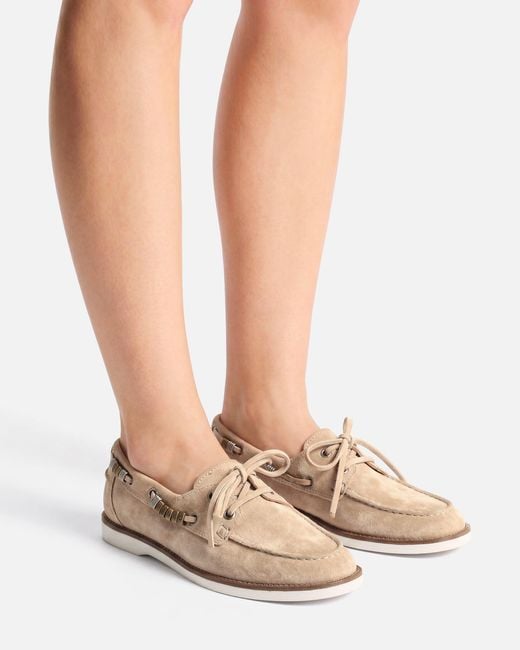 Pinko White Suede Moccasins With Jewel Details