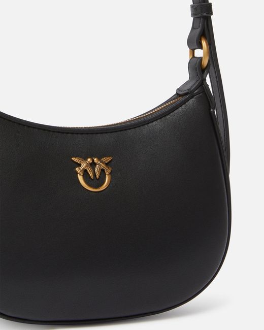 Pinko White Half Moon Baby Leather Shoulder Bag