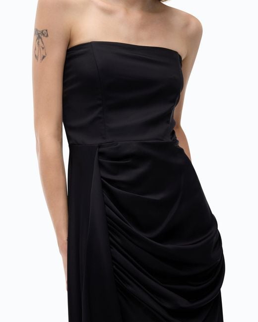 Pinko Black Sleeveless Satin Midi Dress