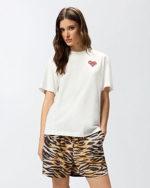 Pinko White T-Shirt With Rhinestoned Amore Lettering