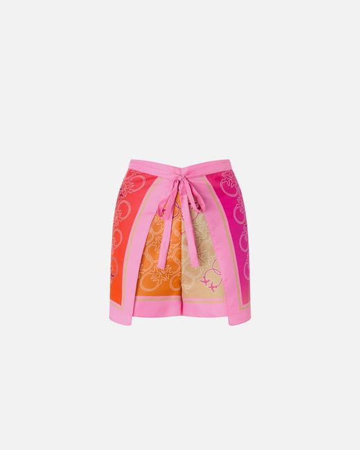 Pinko Pink Pareo Shorts With Love Birds Logo