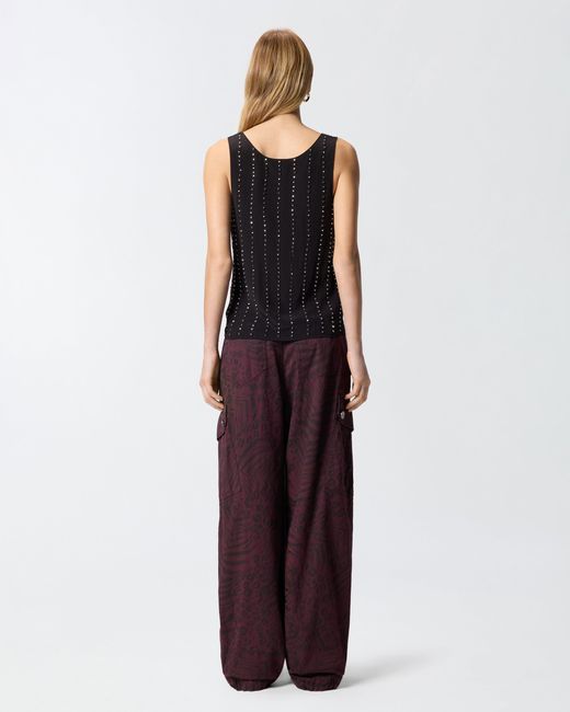 Pinko Black Vest Top With Jewel Stripes